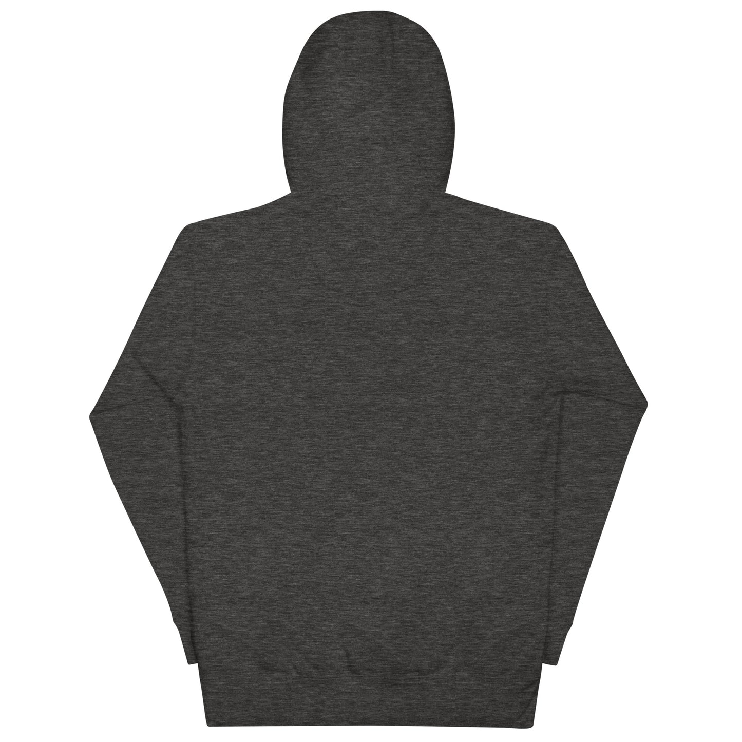 Charcoal grey Glitched Skull hoodie back view - rock music apparel