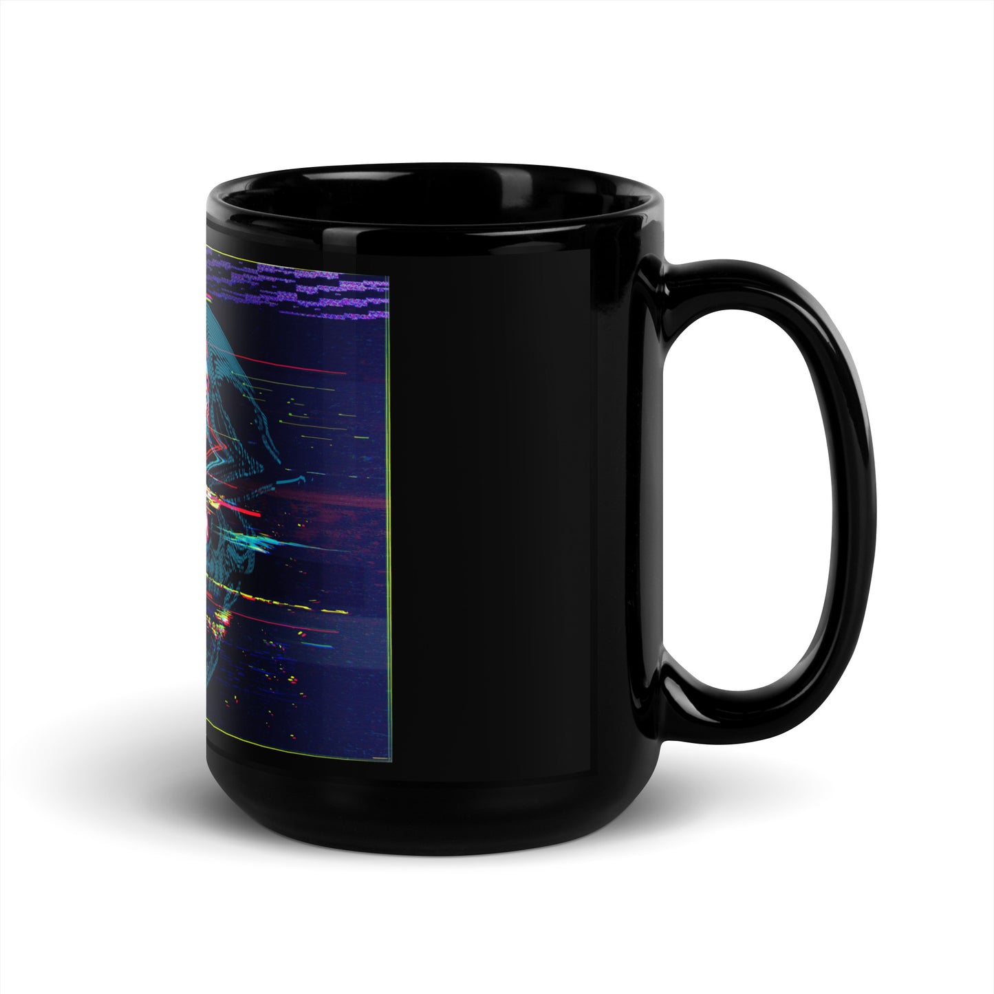 Black rock music mug with Skullbanger design - 15 oz right handle view