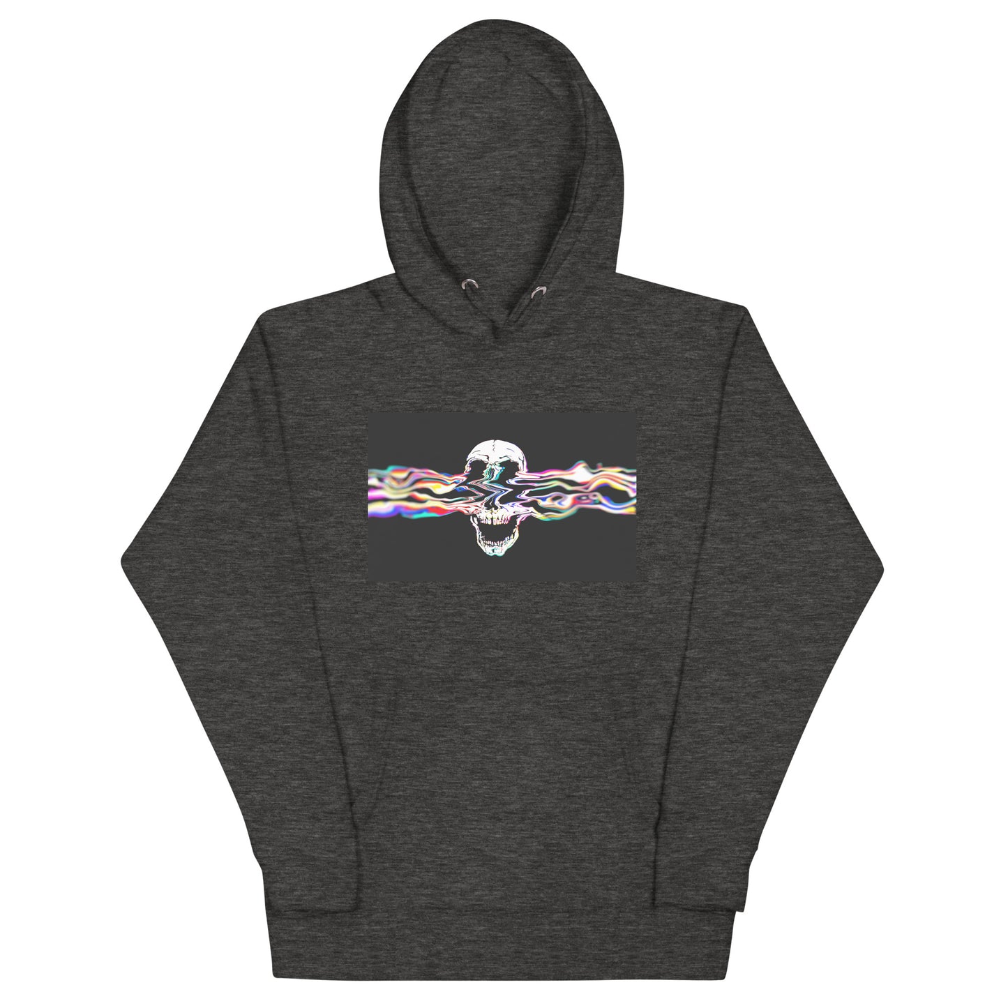 Charcoal heather Rebel Riser hoodie skull design - premium quality