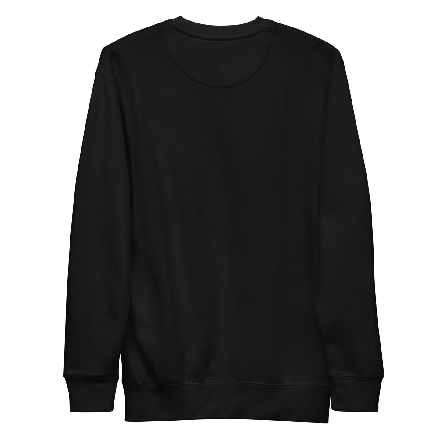 Back view of the plain black Drumsticks unisex crewneck sweatshirt