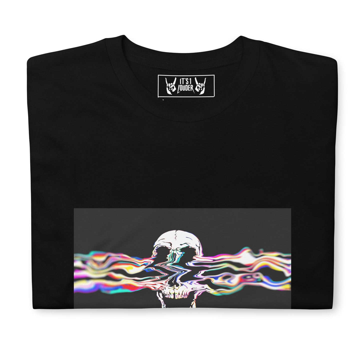 Rebel Riser tee with glitch effect skull - alternative angle