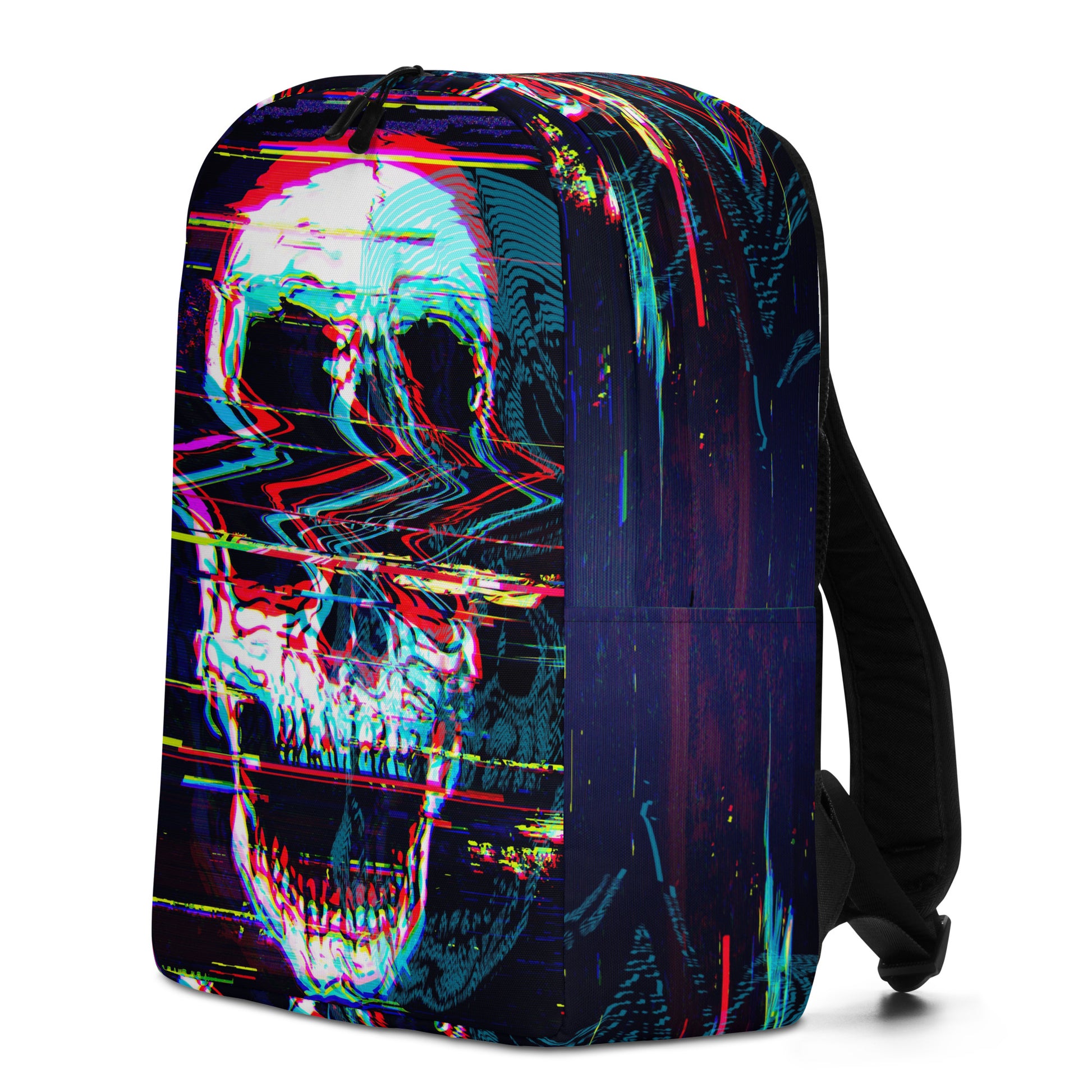 Skullbanger minimalist backpack left side - all-over skull print