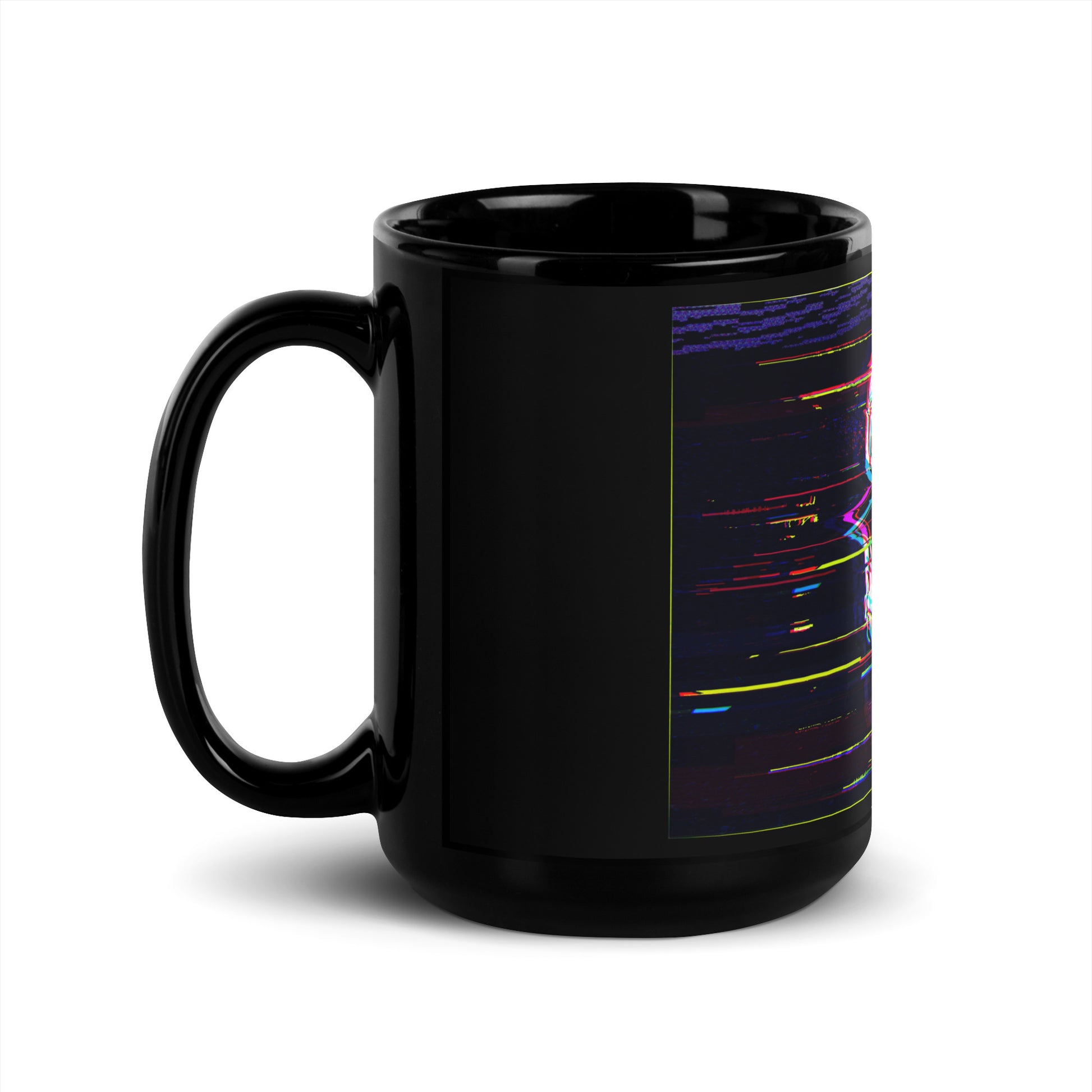 Black rock music mug with Skullbanger design - 15 oz left handle view