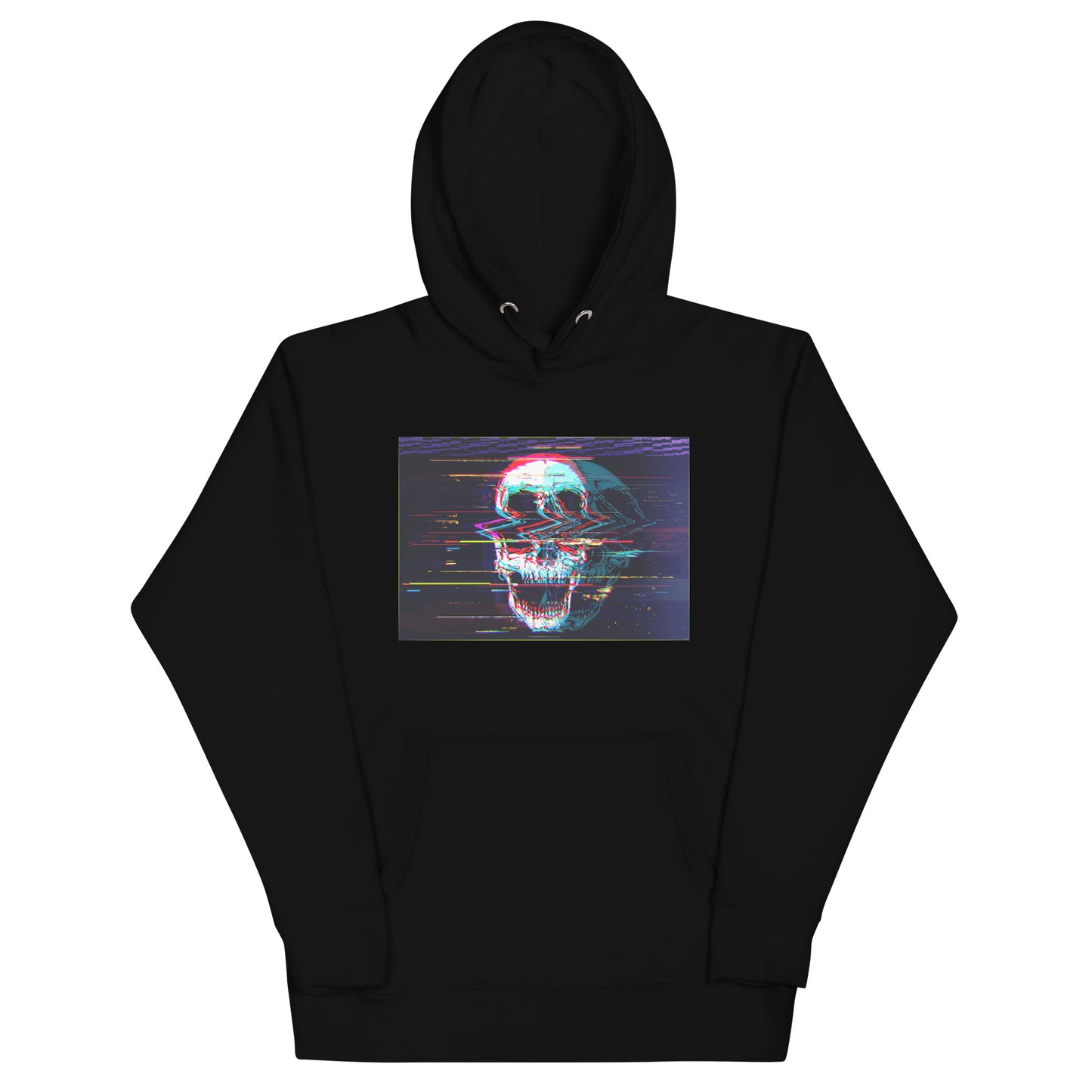 Black premium pullover hoodie with Skullbanger DJ skull graphic - rock music apparel