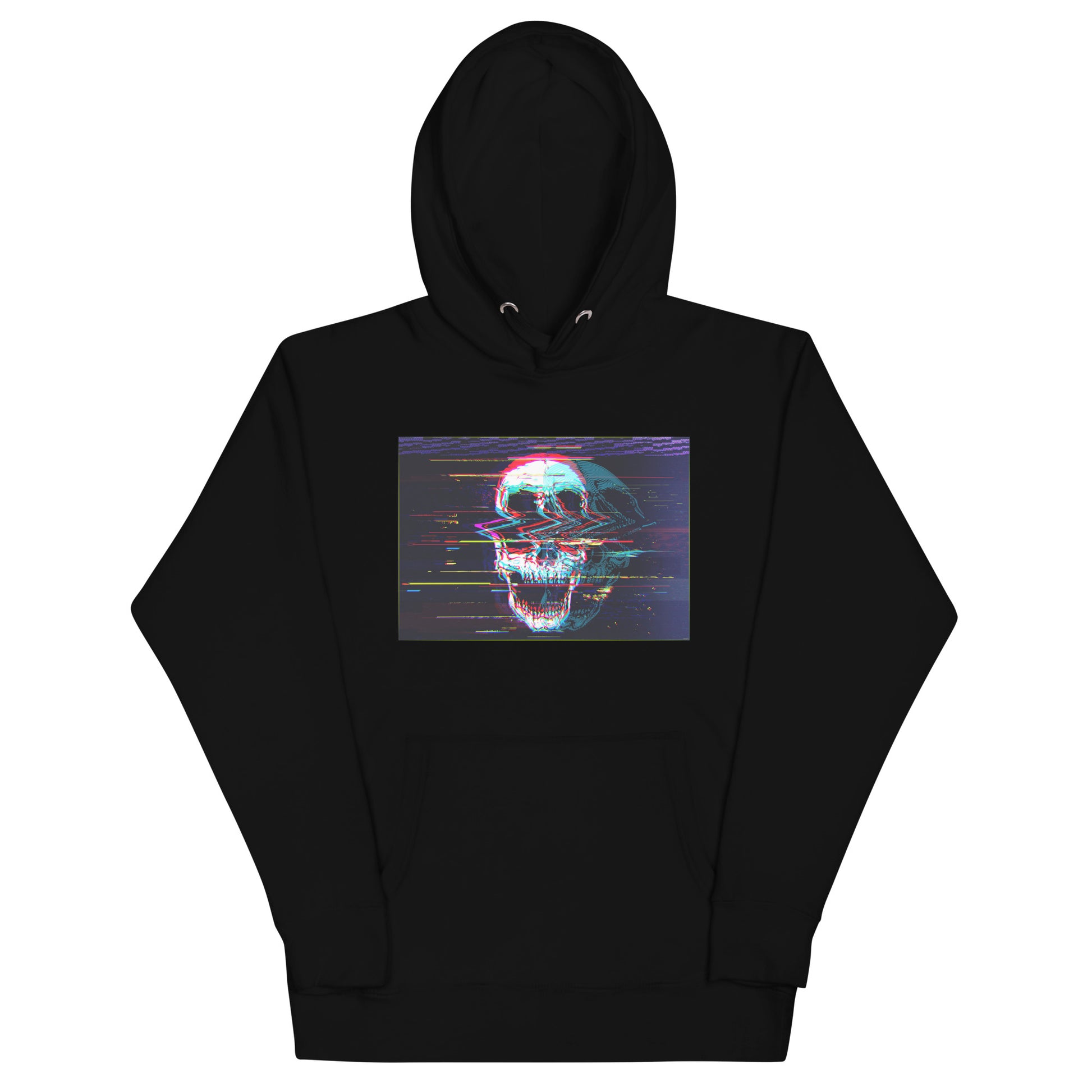 Black premium pullover hoodie with Skullbanger DJ skull graphic - rock music apparel