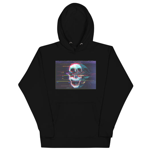 Black premium pullover hoodie with Skullbanger DJ skull graphic - rock music apparel