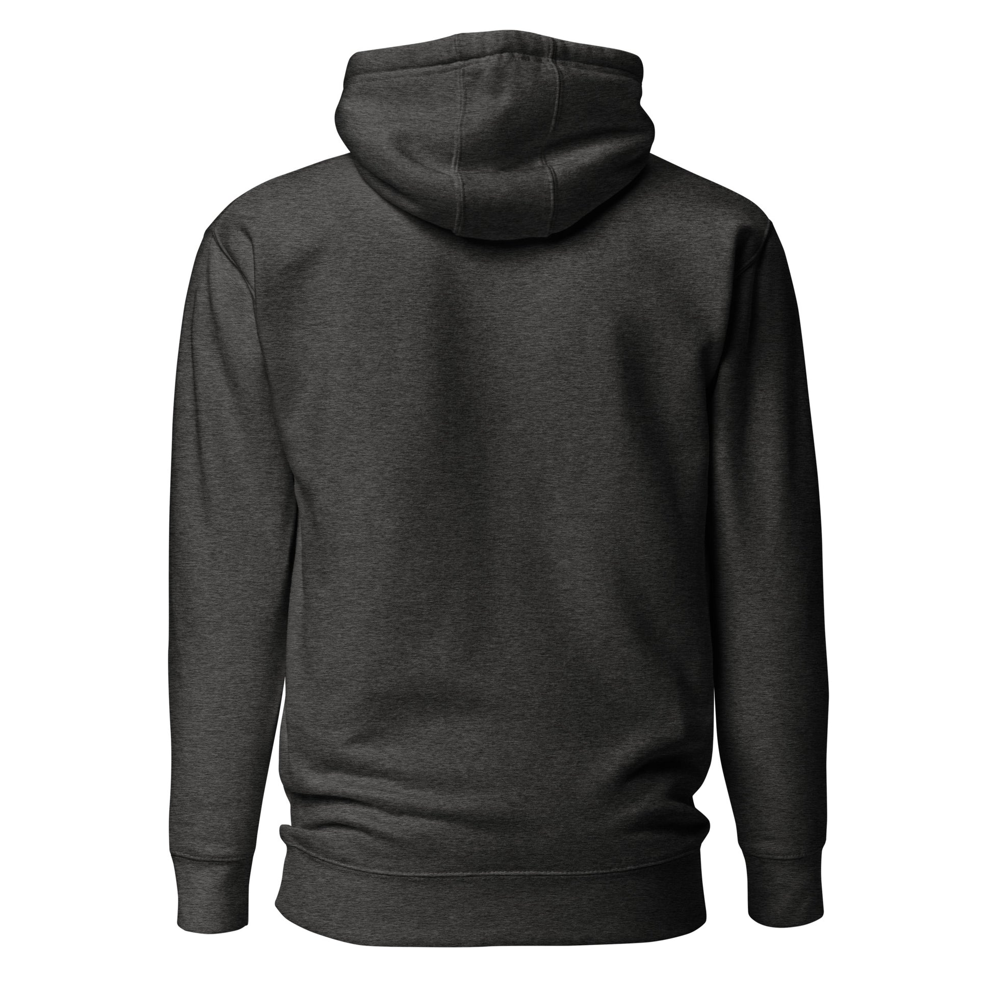 Charcoal heather Skullbanger hoodie back view  - skull design