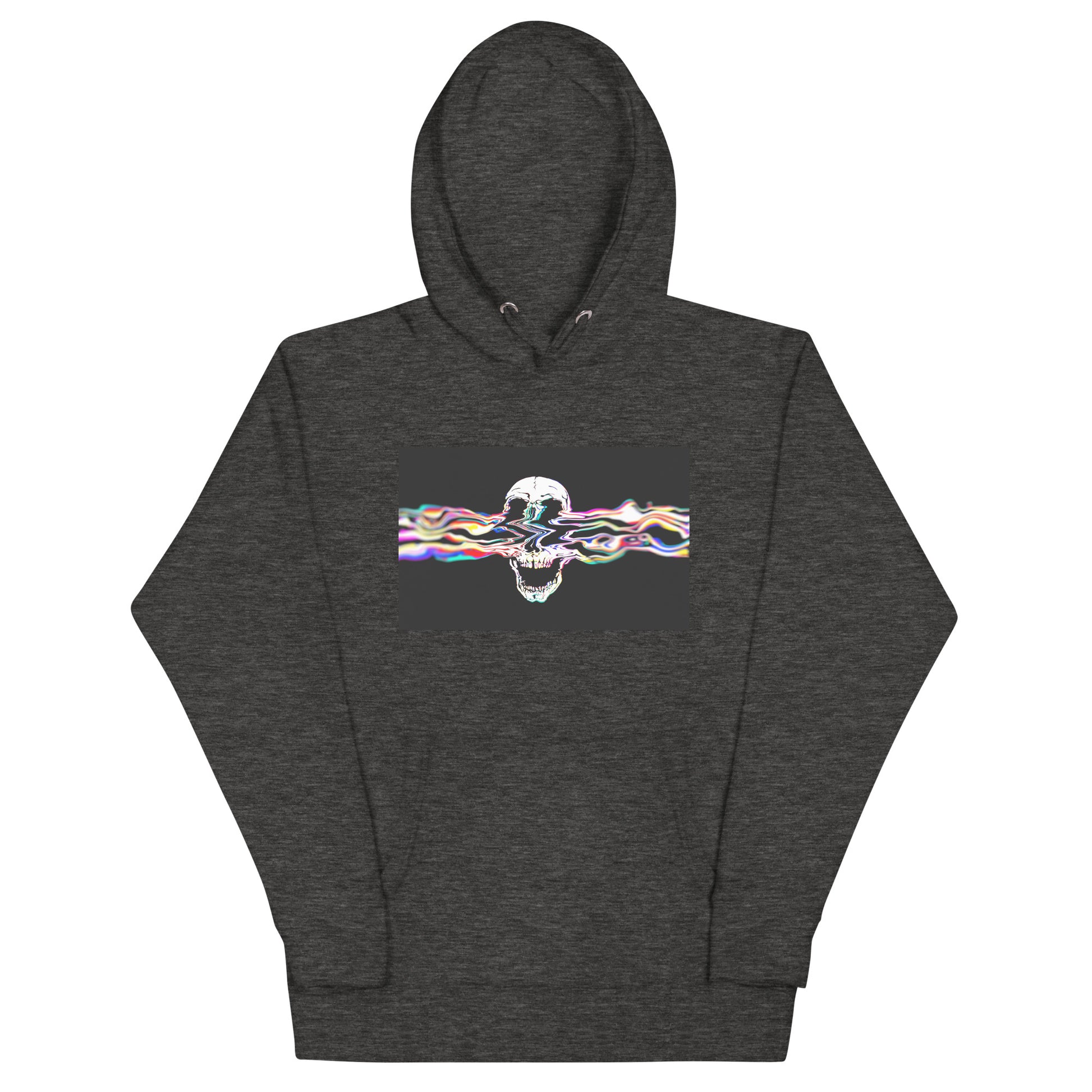 Charcoal heather Rebel Riser hoodie skull design - premium quality