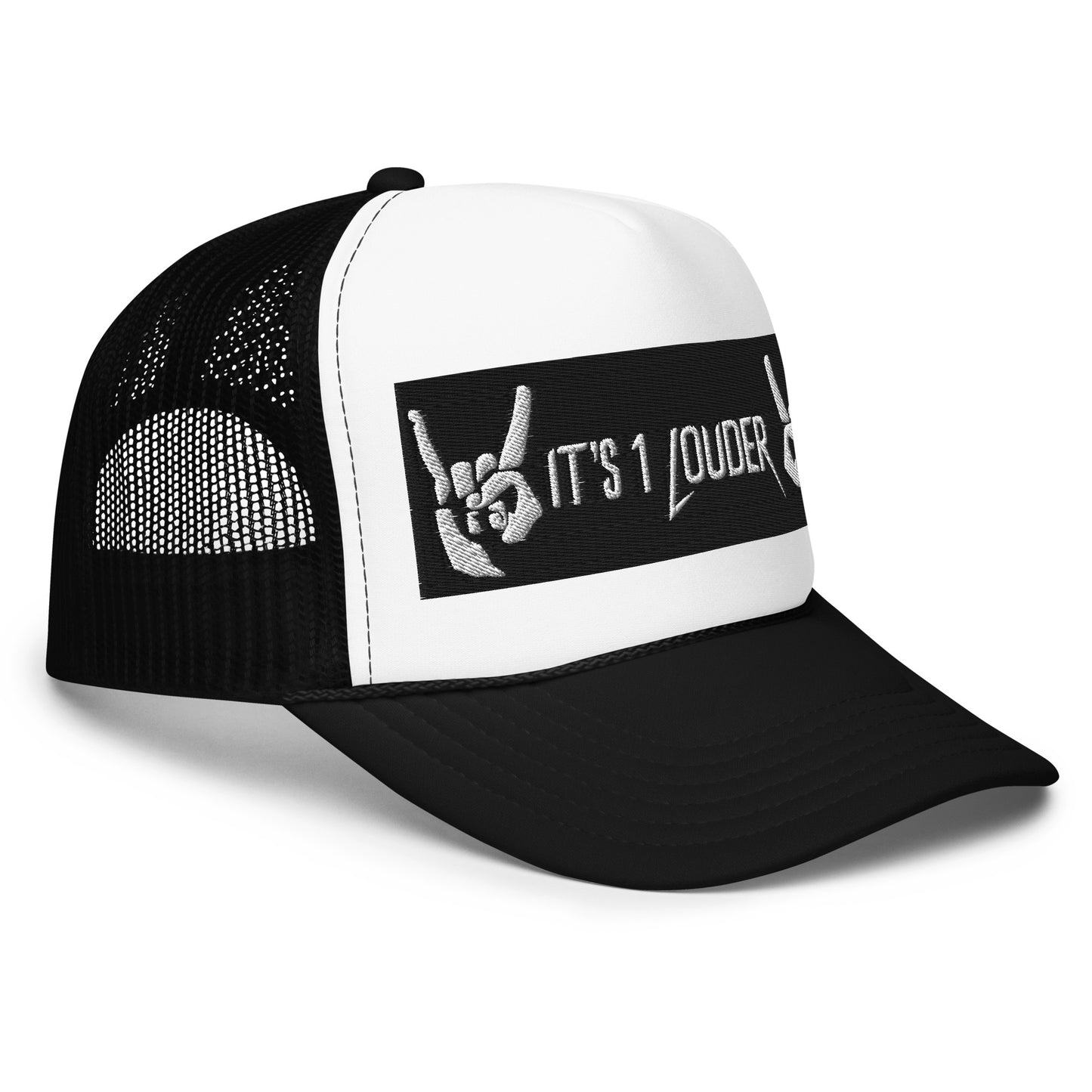 IT'S 1 LOUDER Rockstar B/W Foam Trucker Hat