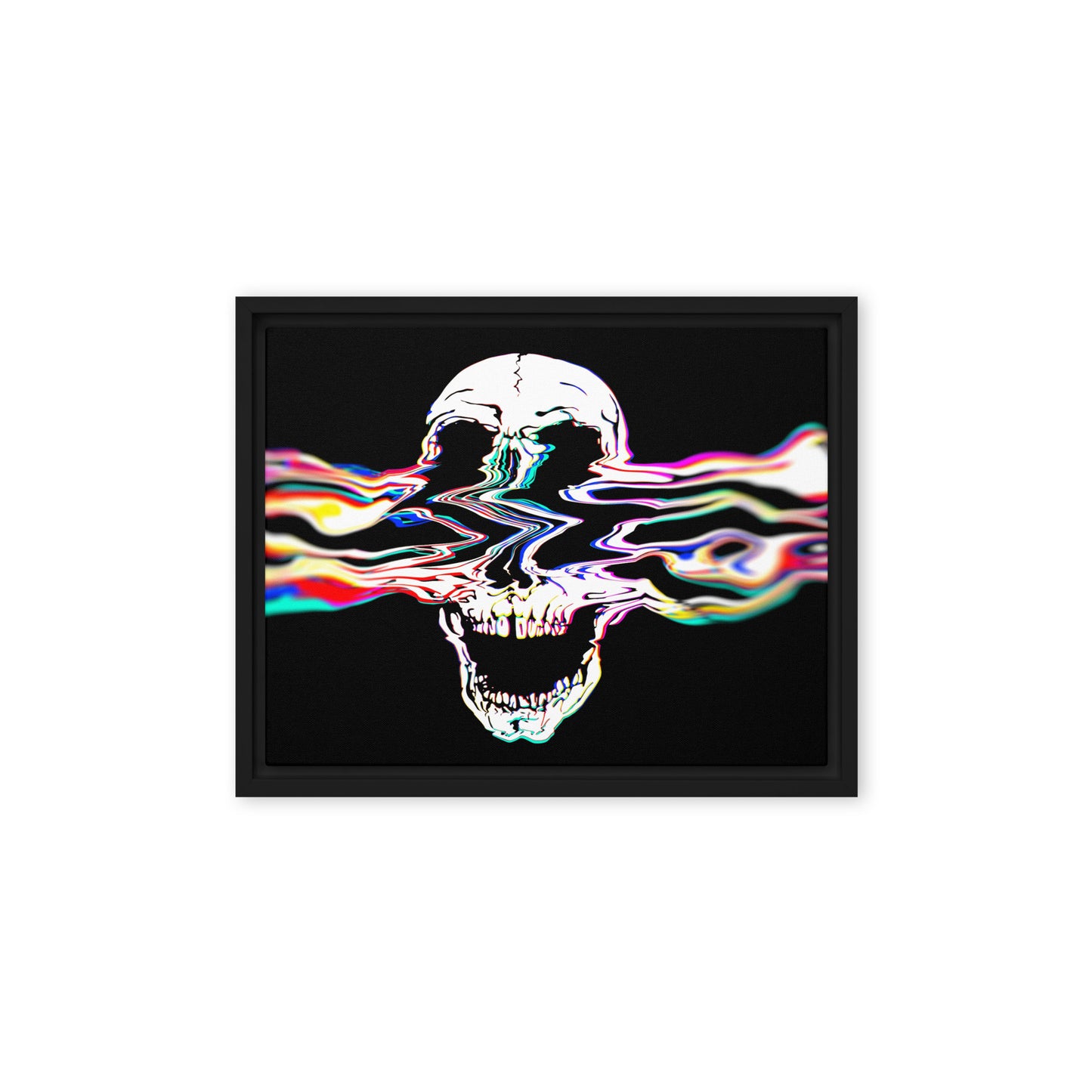 Rebel Riser vibrant skull framed canvas - 11x14 black frame rock and roll wall decor