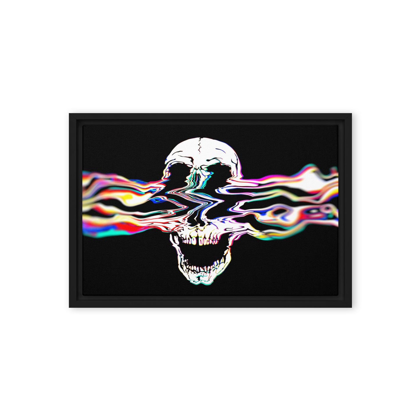 Rebel Riser glitch effect skull framed canvas art - 12x18 black frame music lover gift