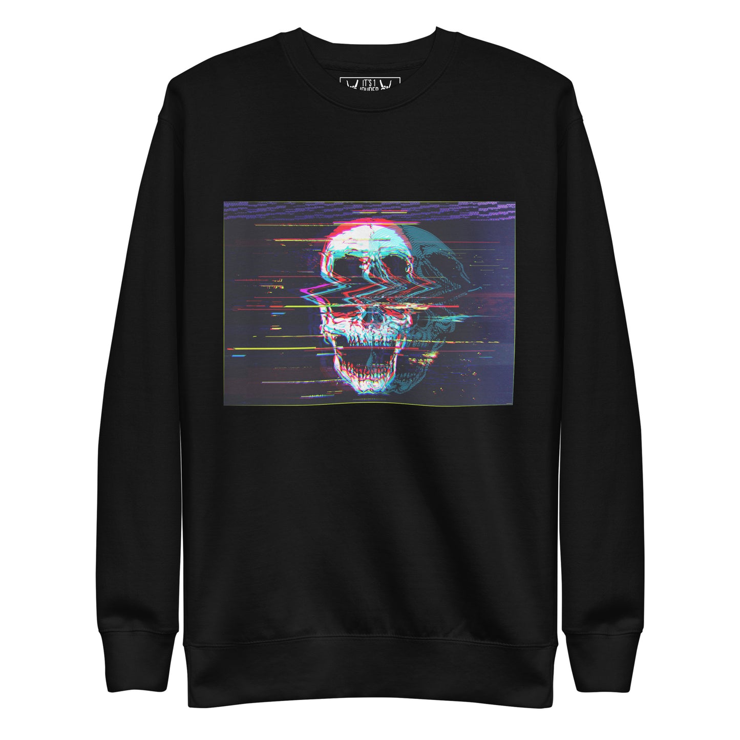 Skullbanger rock sweater with skull graphic - front view
